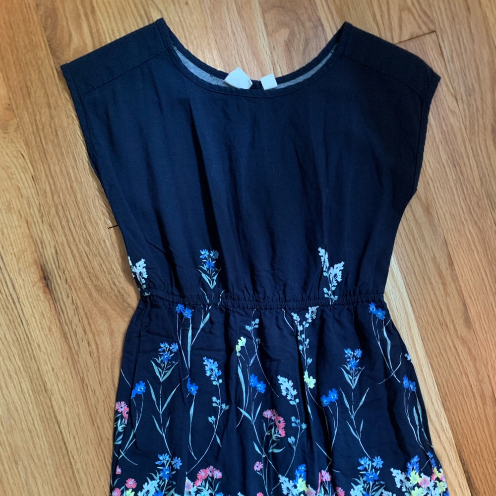 Navy blue dress with floral design